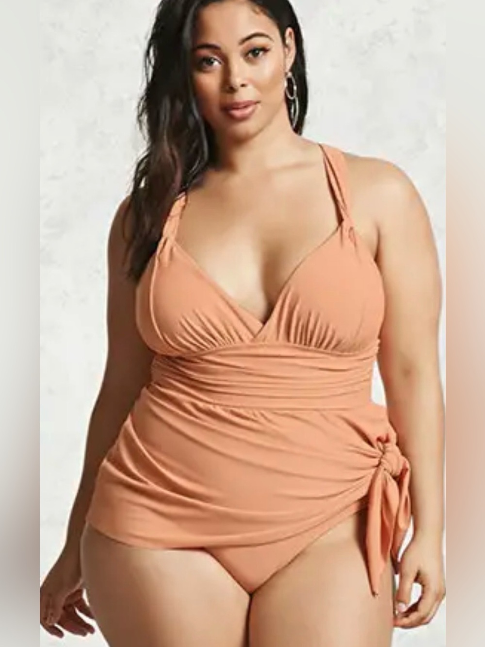 Forever 21 plus size 1X Ballerina Blush Pink Wrap Peplum One Piece Swimsuit